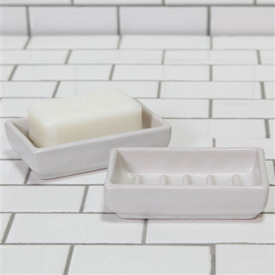 white soap dish displayed