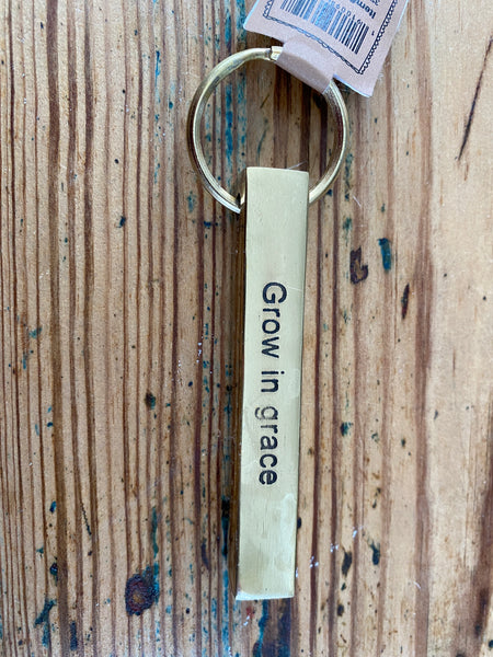 Cast Metal Key Chain with Sentimental Saying Brass Finish, 10 Styles
