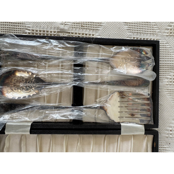 William Adams EPNS Silver Plated 3 Piece Serving Set w Ornate Design and Box