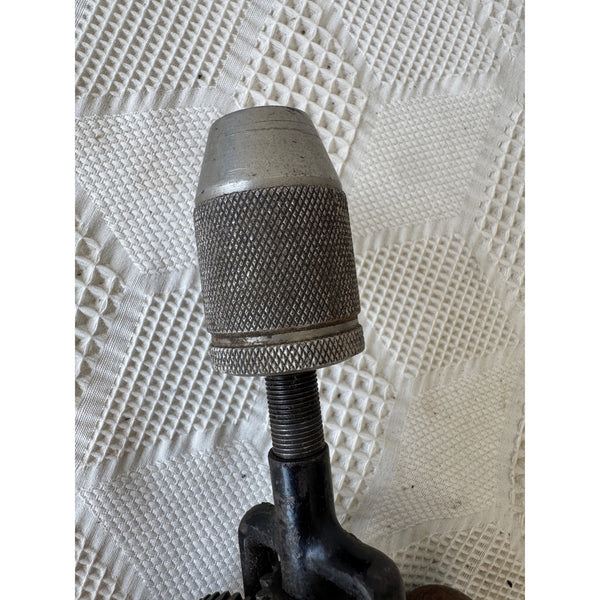 Stanley No. 624 Vintage Eggbeater Hand Drill Wooden Handle Steel Gears and Chuck
