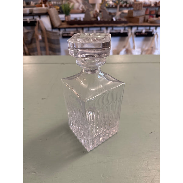 Vintage Crystal Whiskey Decanter Geometric Cut Glass Barware