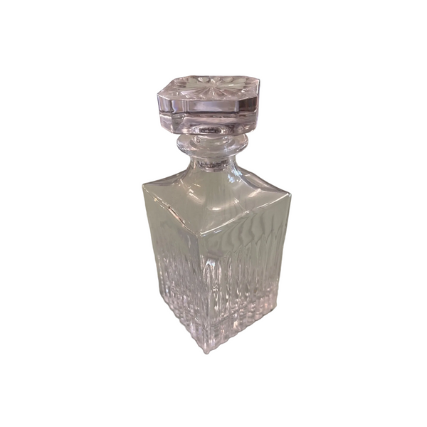 Vintage Crystal Whiskey Decanter Geometric Cut Glass Barware