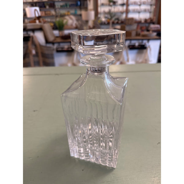 Vintage Crystal Whiskey Decanter Geometric Cut Glass Barware