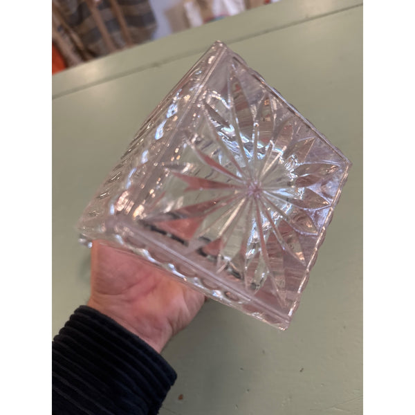 Vintage Crystal Whiskey Decanter Geometric Cut Glass Barware