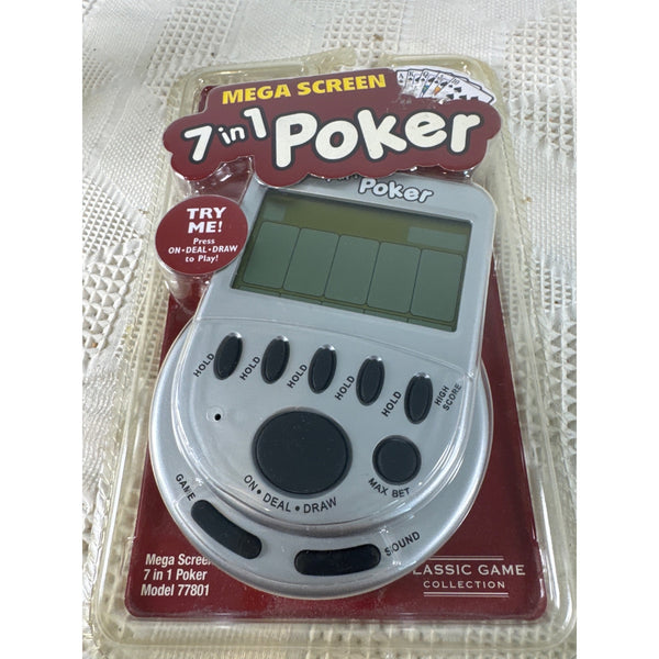 Mega Screen 7 In 1 Poker Handheld Electronic Game With Large Display Vintage Model 77801