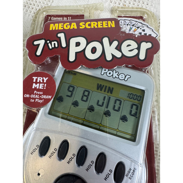Mega Screen 7 In 1 Poker Handheld Electronic Game With Large Display Vintage Model 77801