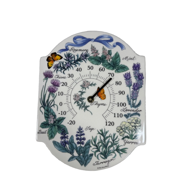 Herb Butterfly Ceramic Wall Thermometer Design By Olive Street Pottery NEW