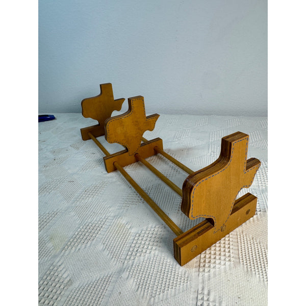Texas Shaped Wooden Book Rack Adjustable Length Handmade Home Decor Rustic Style
