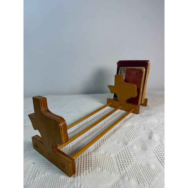 Texas Shaped Wooden Book Rack Adjustable Length Handmade Home Decor Rustic Style