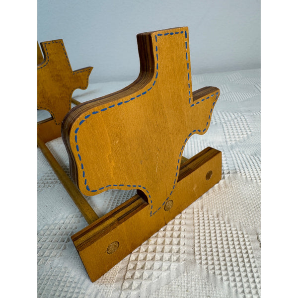 Texas Shaped Wooden Book Rack Adjustable Length Handmade Home Decor Rustic Style