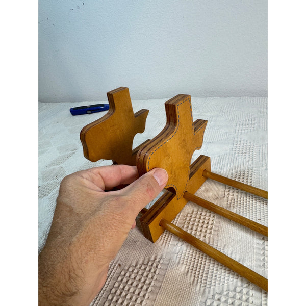 Texas Shaped Wooden Book Rack Adjustable Length Handmade Home Decor Rustic Style