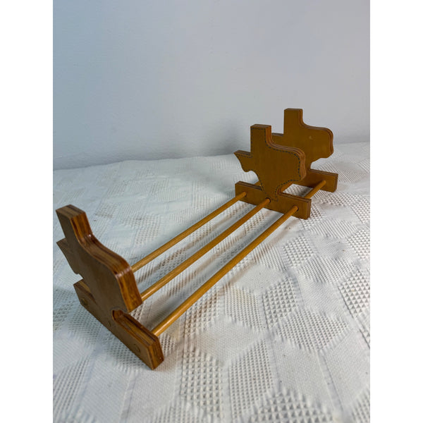 Texas Shaped Wooden Book Rack Adjustable Length Handmade Home Decor Rustic Style