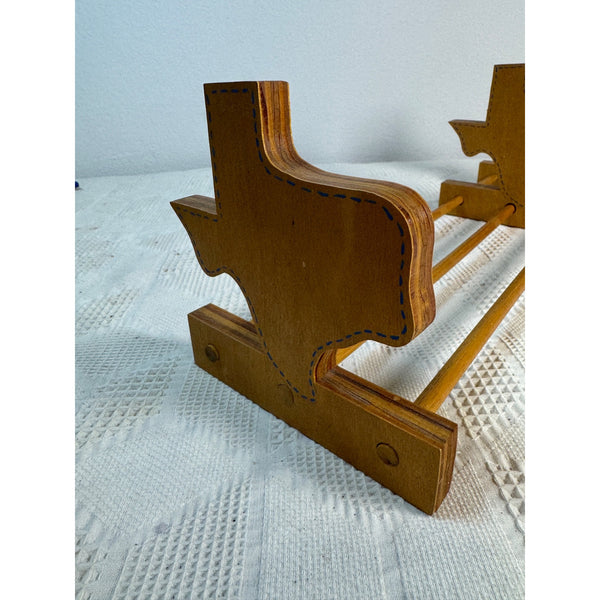 Texas Shaped Wooden Book Rack Adjustable Length Handmade Home Decor Rustic Style