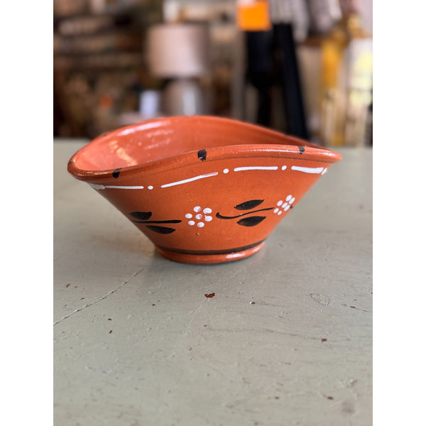 Hand Painted Terracotta Bowl With Floral Design