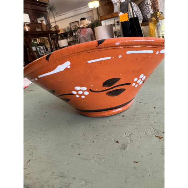 Hand Painted Terracotta Bowl With Floral Design