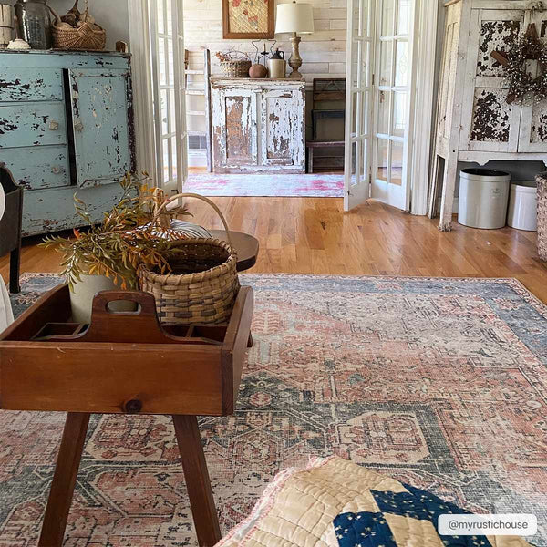 Rosman Distressed Washable Rug farmhouse