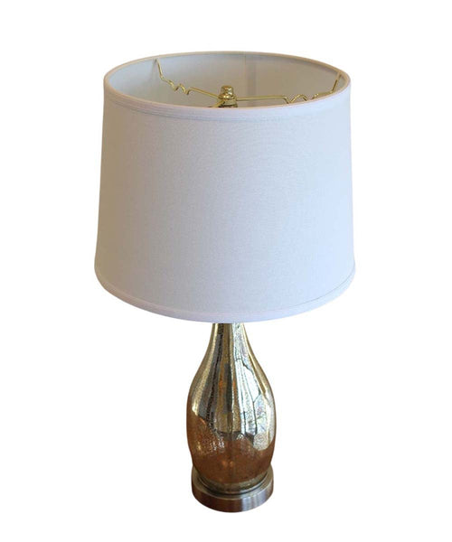 23" Teardrop Lamp Base 2 Pack, Mercury Silver/Gold Glass Table Lamp Set with White Linen Shades top view