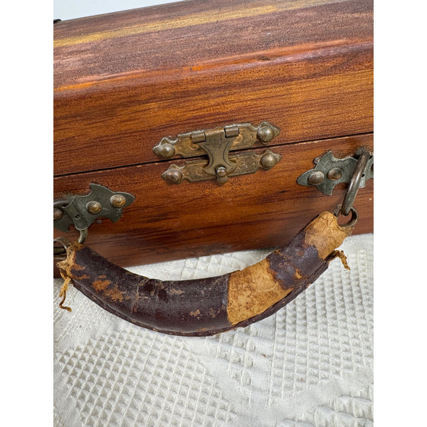 Antique Campaign Shaving Chest Victorian Gentlemans Barbers Travel Case Wood