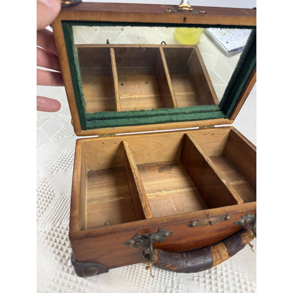 Antique Campaign Shaving Chest Victorian Gentlemans Barbers Travel Case Wood