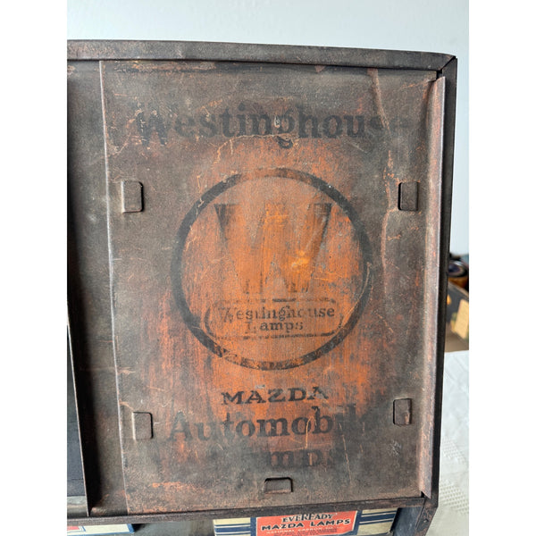 Vintage Westinghouse Mazda Automobile Lamp Display Cabinet With Original Boxes