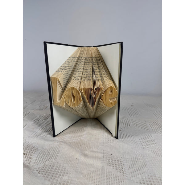 Folded Book Art Love Design Handcrafted Home Decor Romantic Gift of Love