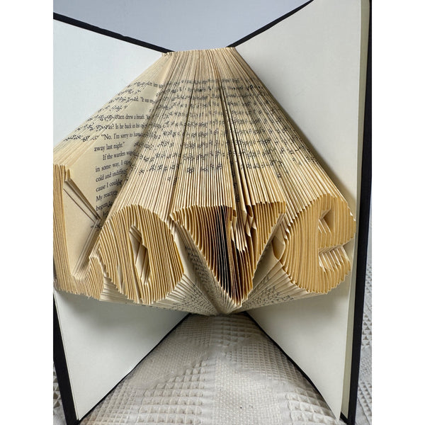 Folded Book Art Love Design Handcrafted Home Decor Romantic Gift of Love