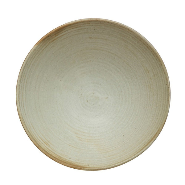 White Stoneware Bowl with Reactive Glaze Rustic Natural Farmhouse Kitchen NEW