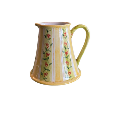 Vintage Hungarian Majolika Handmade Pottery Ceramic Pitcher Hand Painted