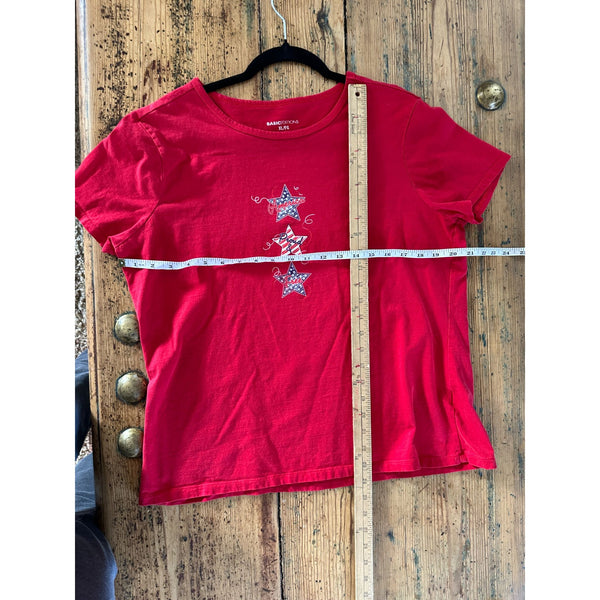 Basic Edition Womens Red American Flag Shirt