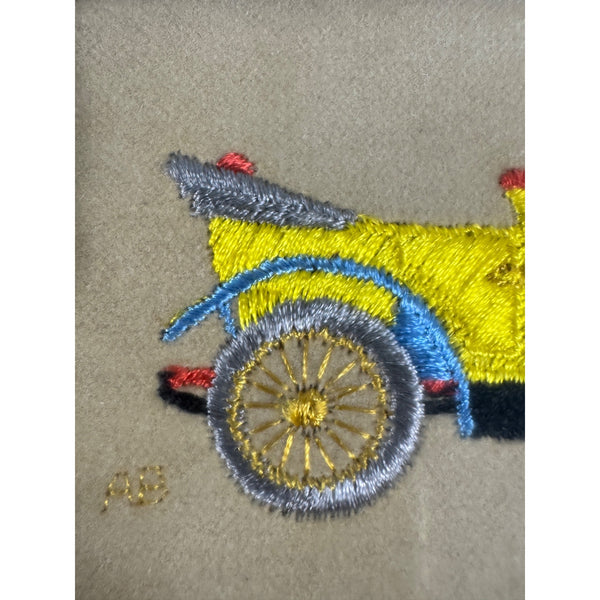 Hand Embroidered Vintage Car Art 1914 Stutz Bearcat Needle Painters Guild 1969