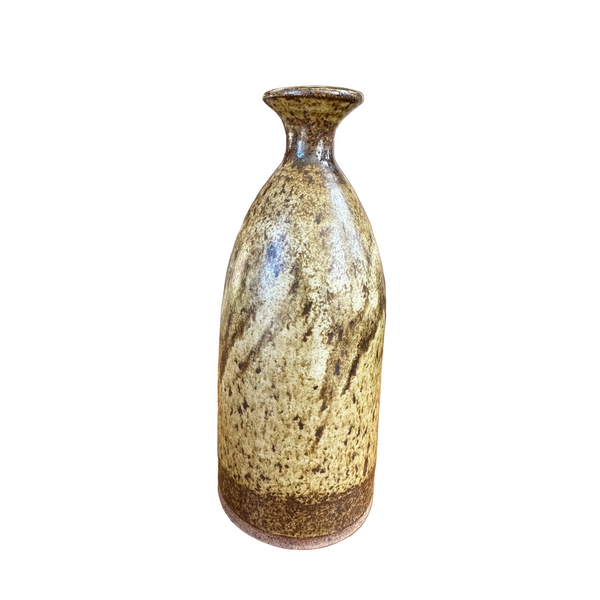 Vintage Ceramic Stoneware Vase Brown and Beige Glazed Handcrafted Studio Pottery