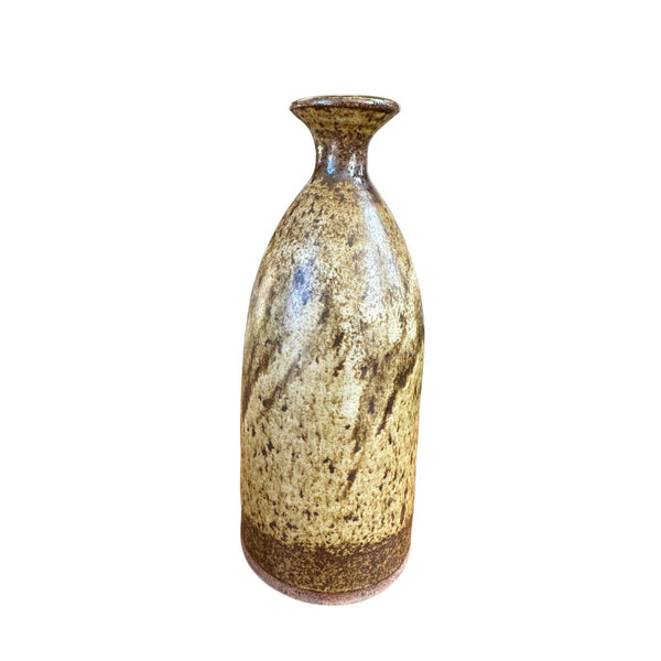 Vintage Ceramic Stoneware Vase Brown and Beige Glazed Handcrafted Studio Pottery