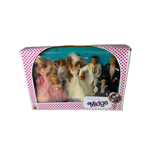Wedding Party Midge Set Mattel 1990 Barbie Alan Ken Kelly Todd Boxed Dolls Set