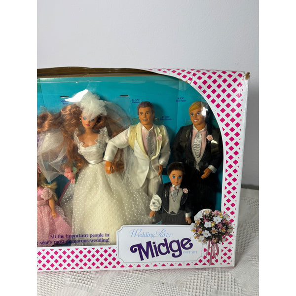 Wedding Party Midge Set Mattel 1990 Barbie Alan Ken Kelly Todd Boxed Dolls Set