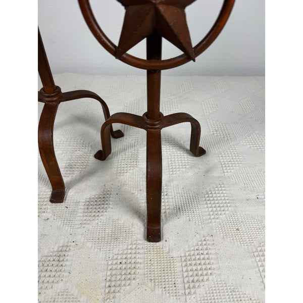 Rustic Iron Texas Star Candle Holders Set Of 2 Western Style Decor Rust Finish