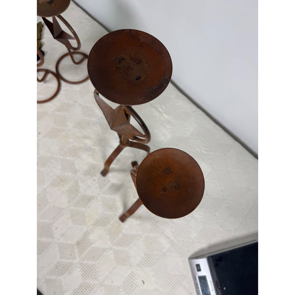 Rustic Iron Texas Star Candle Holders Set Of 2 Western Style Decor Rust Finish