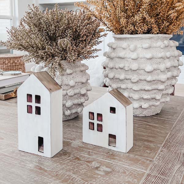 Wooden Village Houses white set