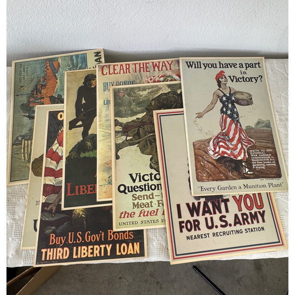 Vintage 1964 Reproduction U S Propaganda Posters War and Americana set of 8