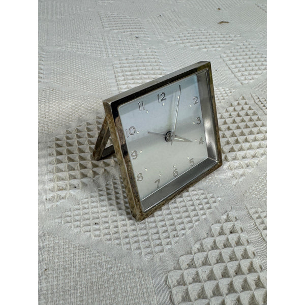 Levenger Silver Desk Clock In Black Travel Case With Fold Out Stand