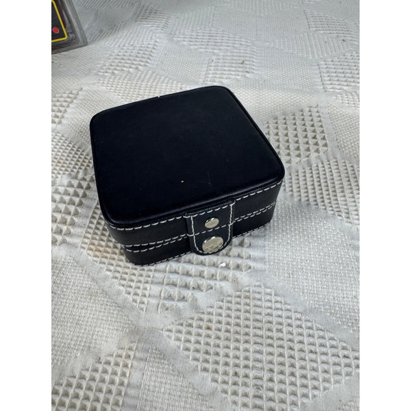 Levenger Silver Desk Clock In Black Travel Case With Fold Out Stand