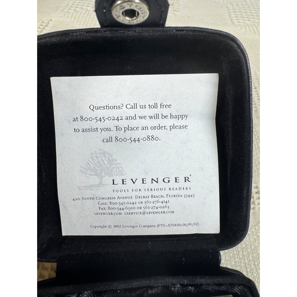Levenger Silver Desk Clock In Black Travel Case With Fold Out Stand