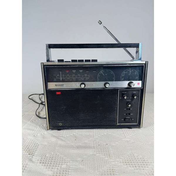 Sharp FV-18U Vintage Solid State Radio 1970s FM/AM/MB/AIR Bands Black Vintage