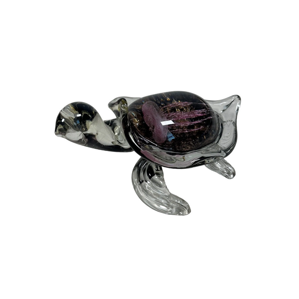 Hand Blown Glass Turtle Figurine Pink Jellyfish Murano style Design Collectible 