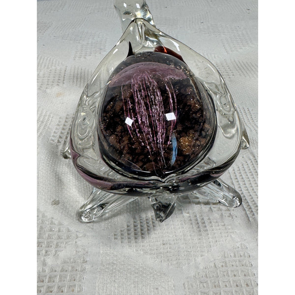 Hand Blown Glass Turtle Figurine Pink Jellyfish Murano style Design Collectible