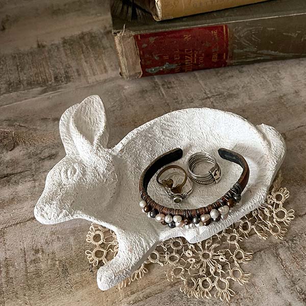 Bunny Trinket Dish displayed with jewelry