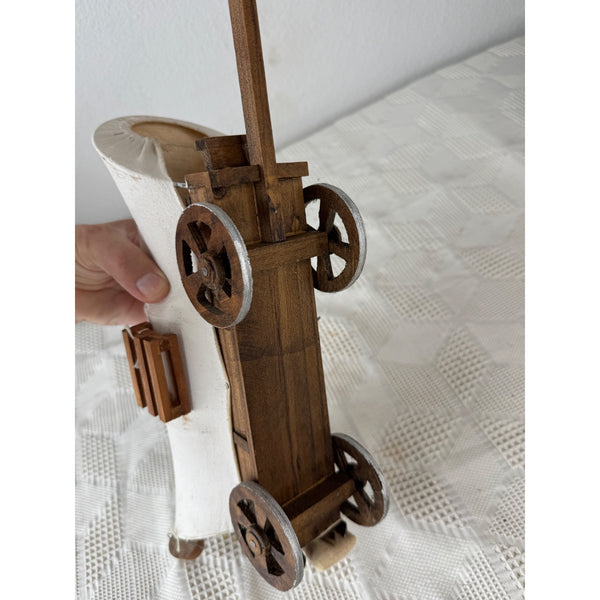 Miniature Wooden Covered Wagon With Canvas Top and Accessories Rustic Decor