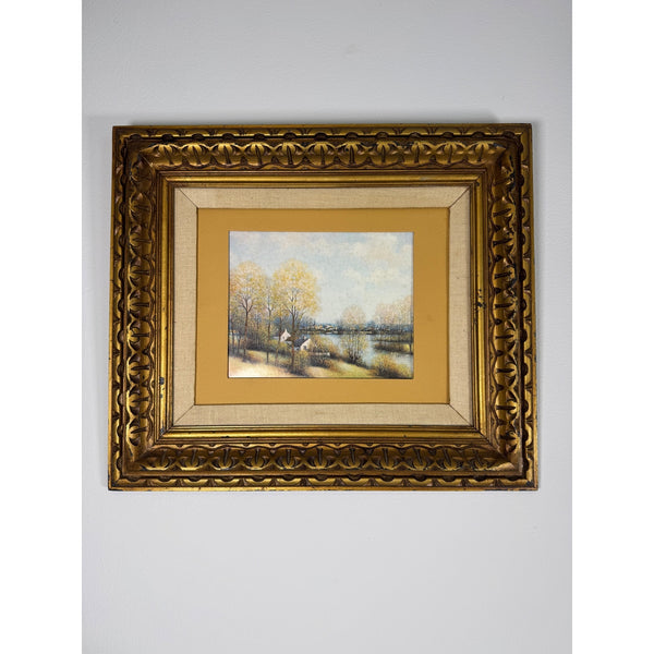 Vintage Landscape Art Print By Jean-Louis Vergne In Ornate Gold Frame No Glass