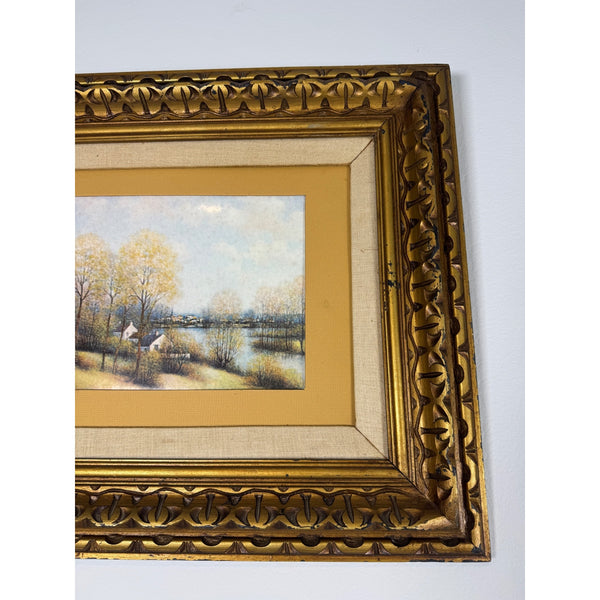 Vintage Landscape Art Print By Jean-Louis Vergne In Ornate Gold Frame No Glass