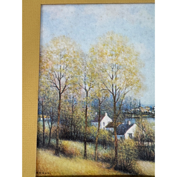 Vintage Landscape Art Print By Jean-Louis Vergne In Ornate Gold Frame No Glass