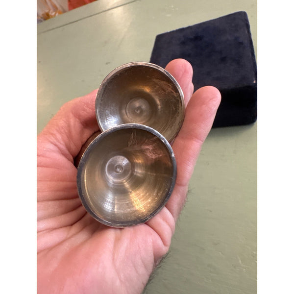 Vintage Silver Plated Salt and Pepper Shakers with Velvet Storage Box
